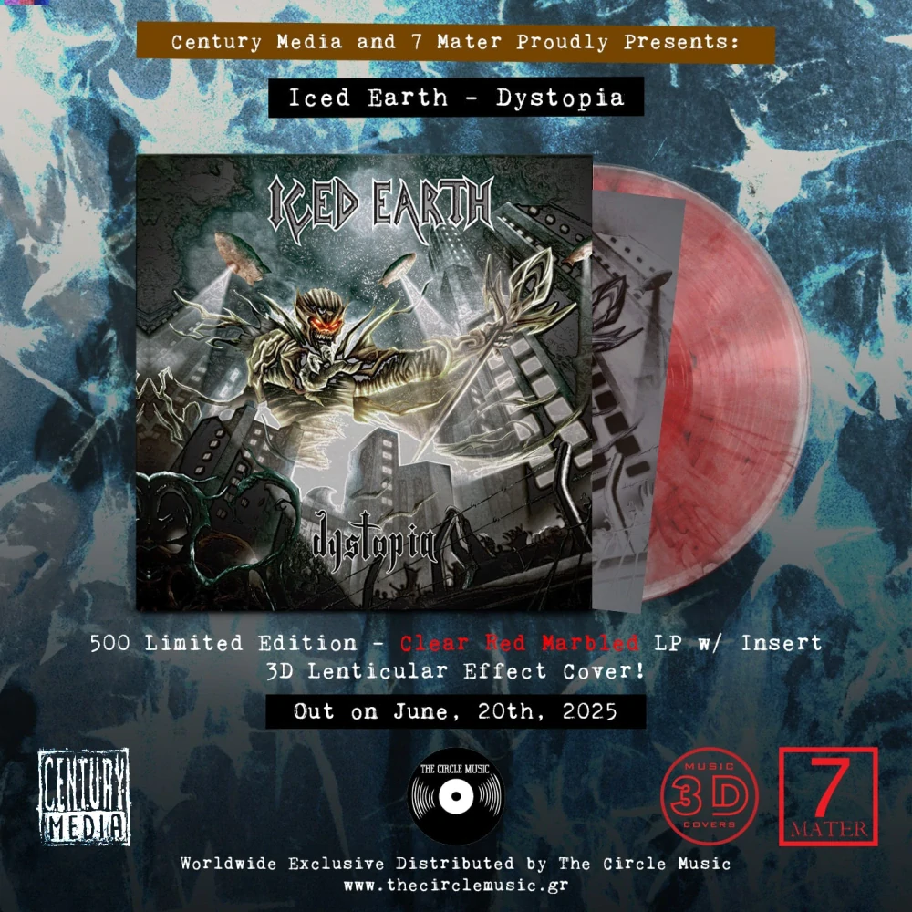 ICED EARTH - Dystopia Transparent Marbled Red Vinyl in Special 3D cover (Limited to 500 copies)