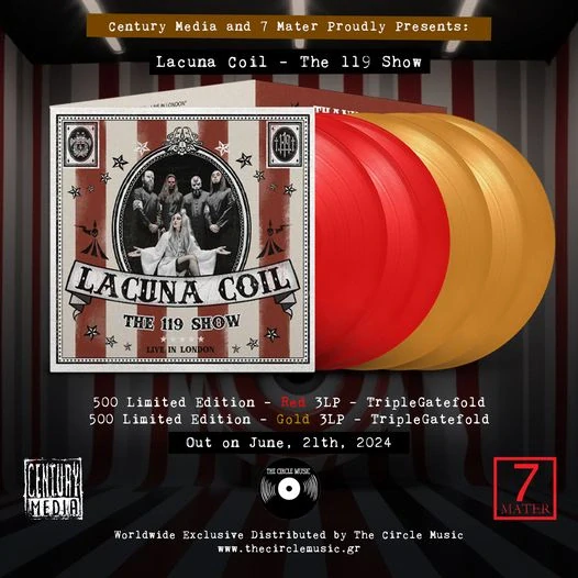 LACUNA COIL - The 119 Show (Live in London) – Triple Red vinyl in Luxurious Triple Gatefold (Limited to 500 copies)