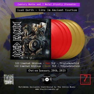ICED EARTH - Live in Ancient Kourion – Triple Gold Vinyl in Luxurious Triple Gatefold (Limited to 500 copies)